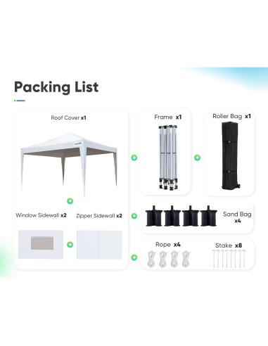 Carpa Plegable Quictent 3x3m Impermeable con 4 Paredes Laterales
