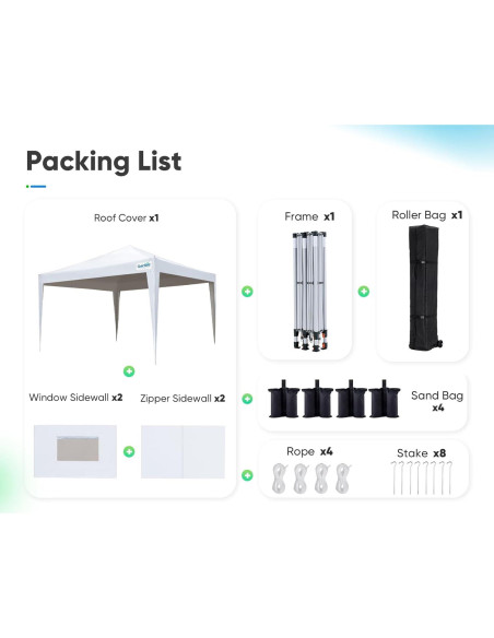 Carpa Plegable Quictent 3x3m Impermeable con 4 Paredes Laterales