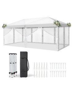 Carpa Pop Up VINGLI 10x6 m Blanca con Paredes Laterales