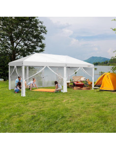 Carpa Pop Up VINGLI 10x6 m Blanca con Paredes Laterales 2