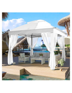 Gazebo Pop Up Joyside 3.35m x 3.35m Blanco con Mosquitera