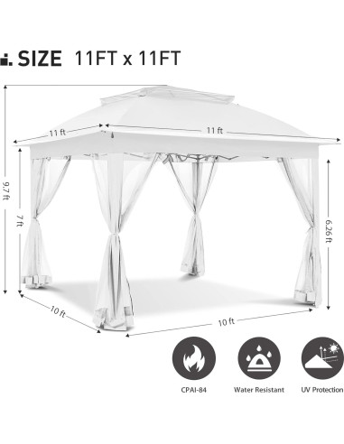 Gazebo Pop Up Joyside 3.35m x 3.35m Blanco con Mosquitera