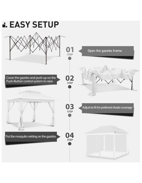Gazebo Pop Up Joyside 3.35m x 3.35m Blanco con Mosquitera