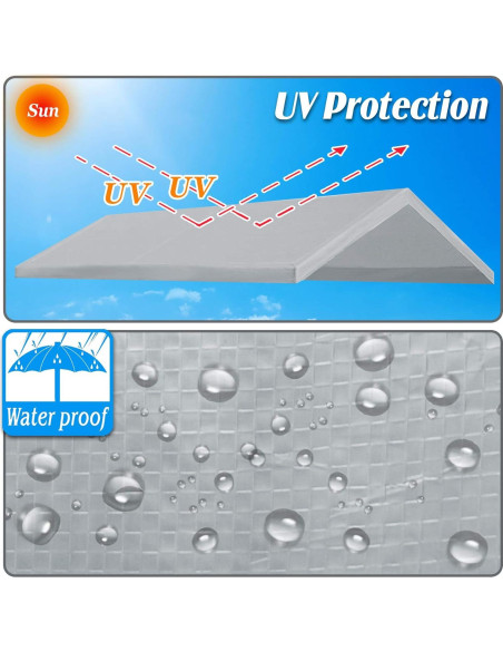 Cubierta de Techo Fuerte Camello 3.38x5.92m Impermeable Plata