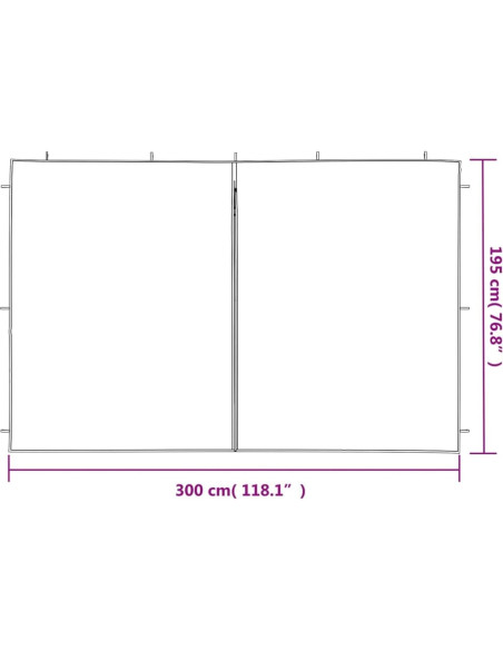Pared lateral de carpa Tidyard 2 piezas PE blanca con cremallera