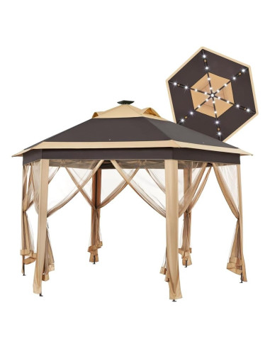 Carpa Plegable Yaheetech 3.96x3.96m con Luces LED Solares