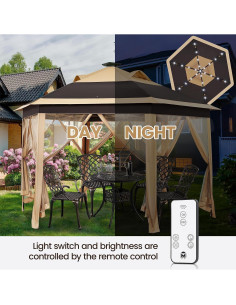 Carpa Plegable Yaheetech 3.96x3.96m con Luces LED Solares 2