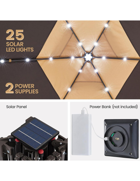 Carpa Plegable Yaheetech 3.96x3.96m con Luces LED Solares