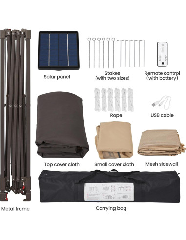 Carpa Plegable Yaheetech 3.96x3.96m con Luces LED Solares