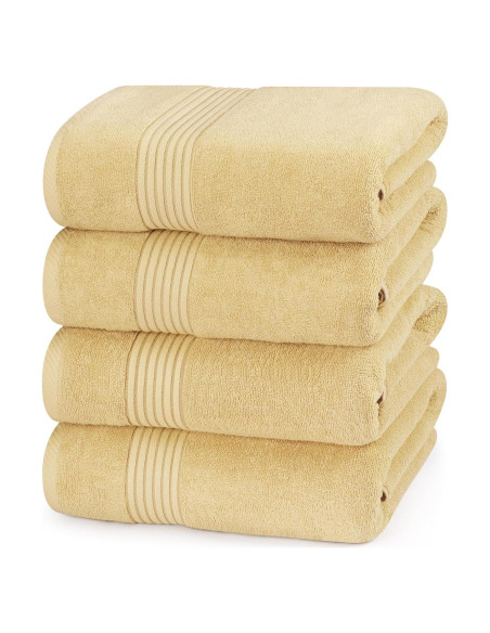 Juego de Toallas de Baño Utopia 4 Piezas 100% Algodón Beige
