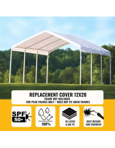 Cubierta de toldo de reemplazo NEW YARD 12x6 m impermeable 2