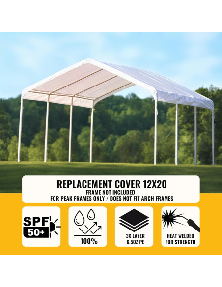 Cubierta de toldo de reemplazo NEW YARD 12x6 m impermeable