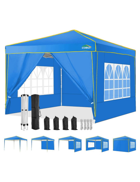 Carpa Plegable COBIZI 10x10 Azul con 4 Paredes Laterales