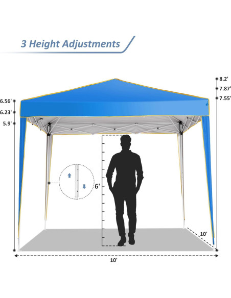 Carpa Plegable COBIZI 10x10 Azul con 4 Paredes Laterales