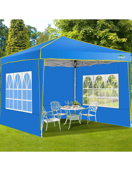 Carpa Plegable COBIZI 10x10 Azul con 4 Paredes Laterales