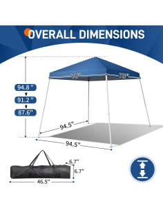 Carpa Plegable 2.5x2.5m SWLJKU Impermeable Azul con Bolsa 2