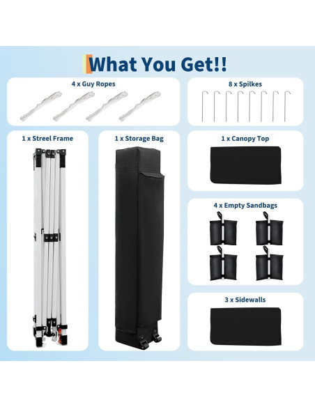 Carpa Plegable Takywep 3 Paredes 3x3m Impermeable UV