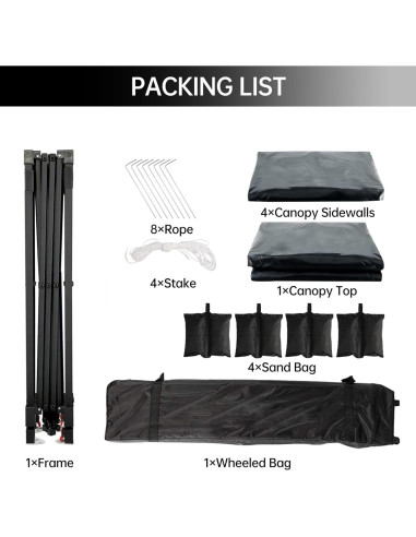 Carpa Plegable Takywep 3x3m Impermeable con 4 Paredes Laterales