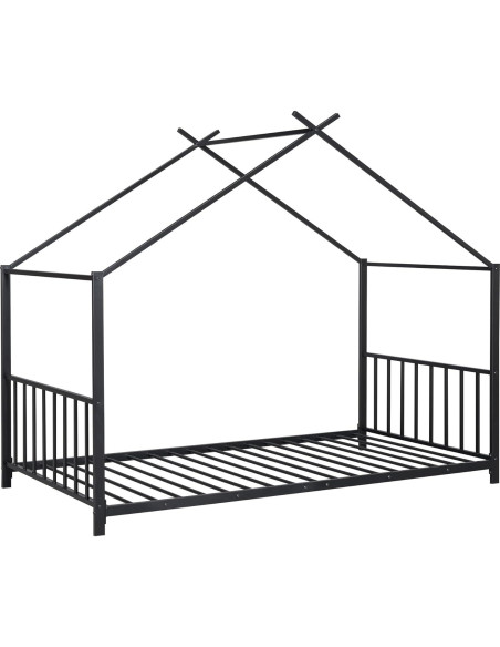 Cama Montessori Twin Bellemave Estructura Casa Metal Negro