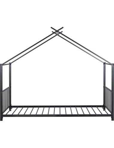 Cama Montessori Twin Bellemave Estructura Casa Metal Negro