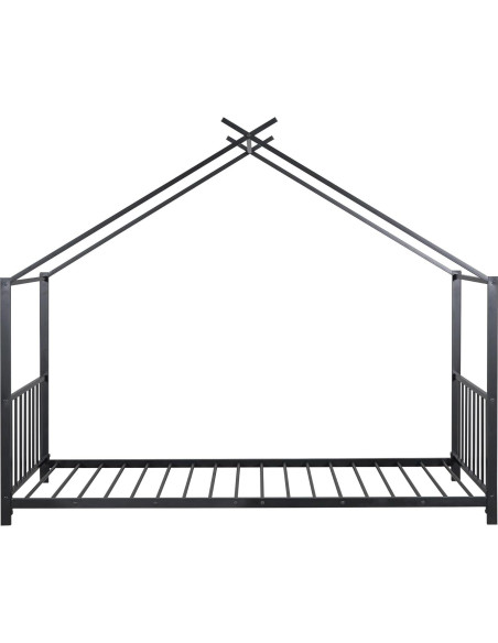 Cama Montessori Twin Bellemave Estructura Casa Metal Negro