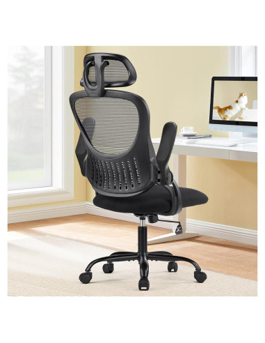 Silla de Oficina Ergonómica Sweetcrispy con Reposacabezas Ajustable