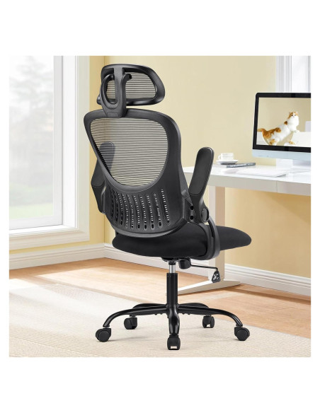 Silla de Oficina Ergonómica Sweetcrispy con Reposacabezas Ajustable