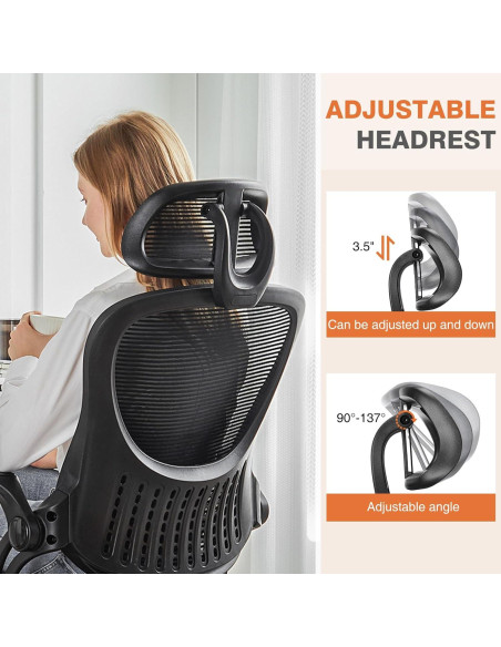 Silla de Oficina Ergonómica Sweetcrispy con Reposacabezas Ajustable