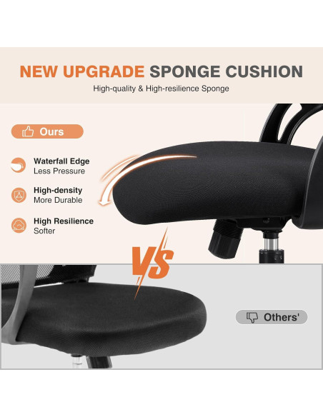 Silla de Oficina Ergonómica Sweetcrispy con Reposacabezas Ajustable