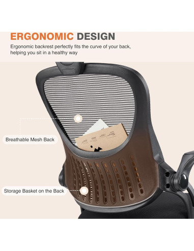 Silla de Oficina Ergonómica Sweetcrispy con Reposacabezas Ajustable