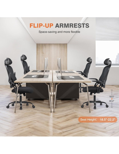 Silla de Oficina Ergonómica Sweetcrispy con Reposacabezas Ajustable