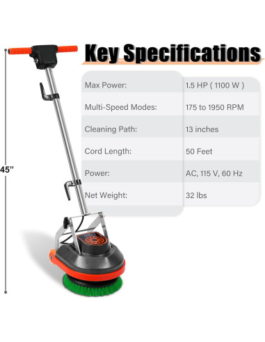 Fregadora de Pisos Comercial HHQ Orbital 1100W 2000 RPM