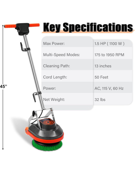 Fregadora de Pisos Comercial HHQ Orbital 1100W 2000 RPM