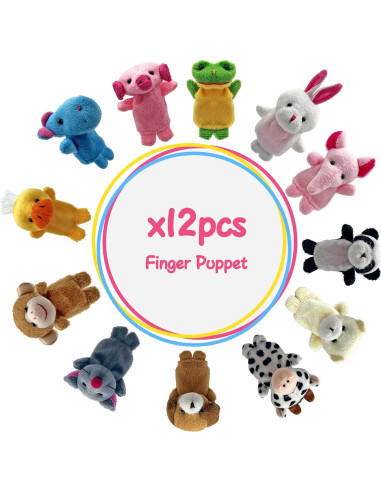 Juego de 12 títeres de dedo de animales de peluche XIPEGPA