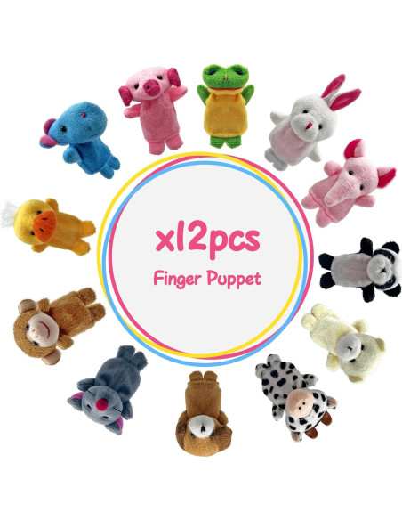 Juego de 12 títeres de dedo de animales de peluche XIPEGPA