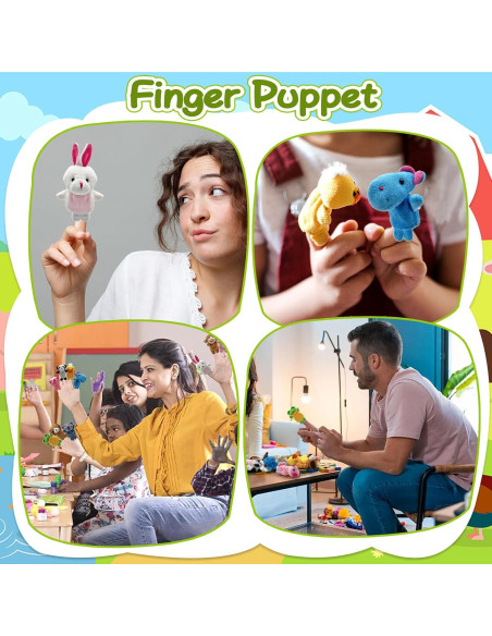 Juego de 12 títeres de dedo de animales de peluche XIPEGPA