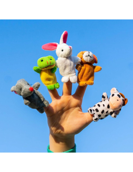 Juego de 12 títeres de dedo de animales de peluche XIPEGPA