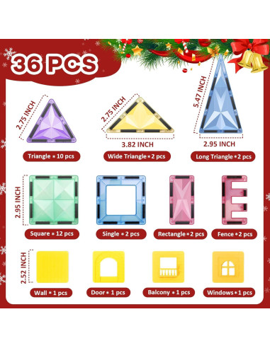 Bloques Magnéticos 36 Piezas ZheJiang para Niños 3+ Años