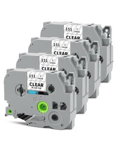 Cinta de Etiqueta Laminada 24mm HUIMAZJIA Negro sobre Transparente