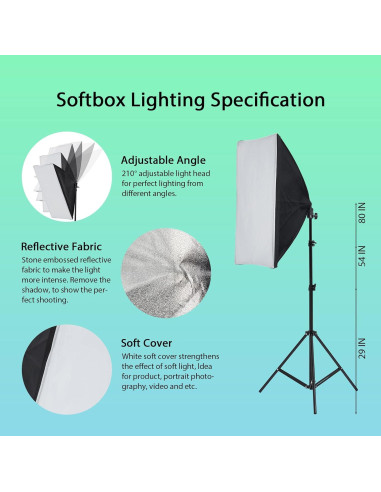 Kit de Iluminación Fotográfica EcoExplorer con 3 Fondos 1.8x2.8m