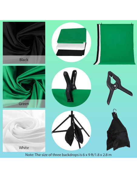 Kit de Iluminación Fotográfica EcoExplorer con 3 Fondos 1.8x2.8m