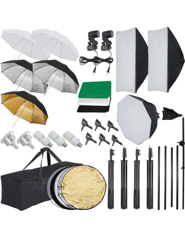 Kit de Iluminación Fotográfica GarveeTech con Softbox y Fondos