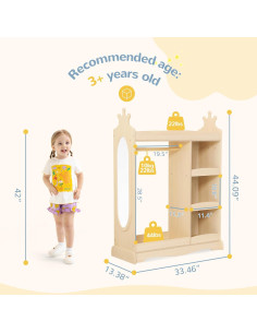 Armario Infantil Curipeer con Espejo y 3 Ganchos 112x85cm 2