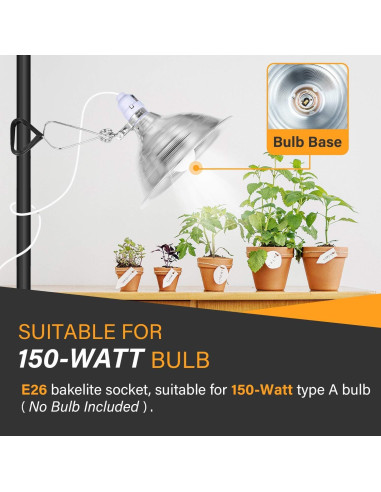 Lámpara de Abrazadera Simple Deluxe 150W Reflector Aluminio 22cm