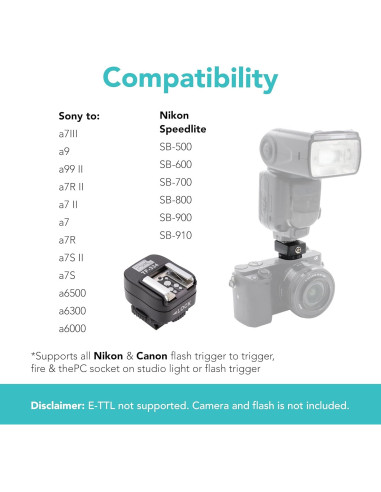 Adaptador de Zapata Fría Foto&Tech para Flash Nikon y Sony