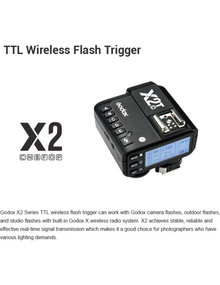 Disparador Inalámbrico TTL Godox X2T-C para Canon con Receptor