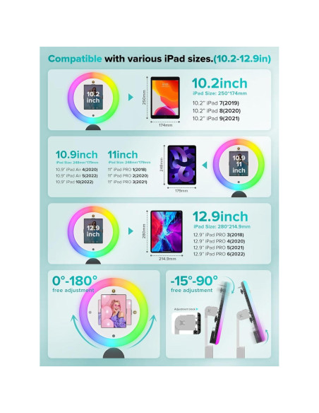 Cabina de Fotos Portátil iHorse Racing con Luz Anular RGB 56 cm