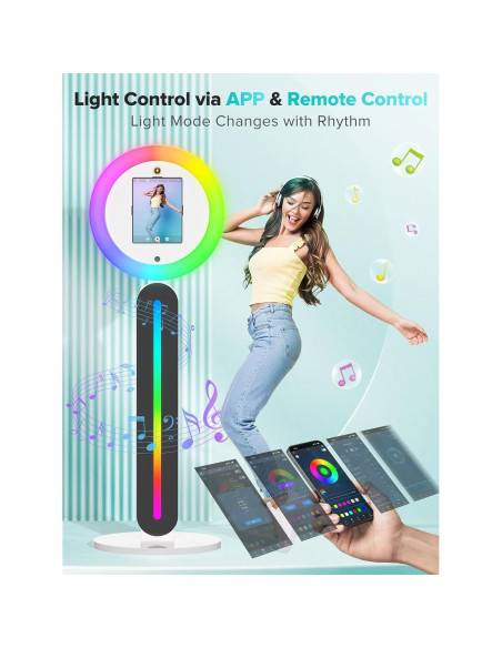 Cabina de Fotos Portátil iHorse Racing con Luz Anular RGB 56 cm