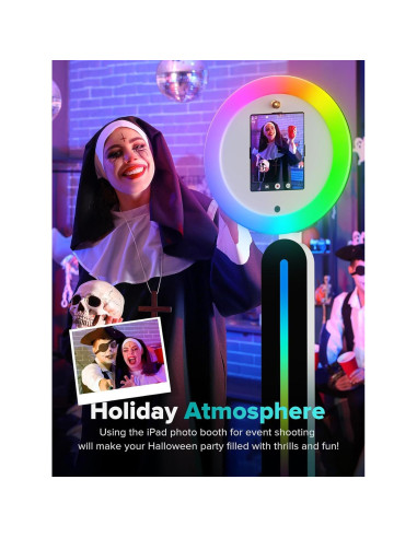 Cabina de Fotos Portátil iHorse Racing con Luz Anular RGB 56 cm