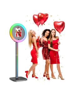 Photo Booth Portátil iHorse Racing con Luz Anular RGB 56 cm